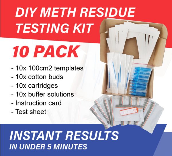 10-pack diy meth residue test kit for homes and vehicles